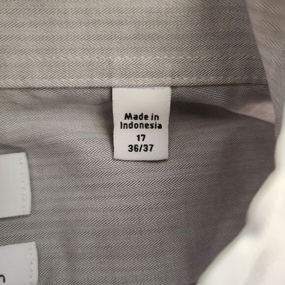 Calvin Klein Mens Slim Fit Performance Non Iron Gray Dress Shirt Size 17 36/37 - Picture 4 of 9